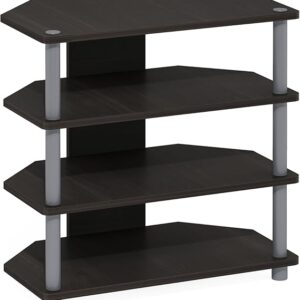 Tool-Free TV Stand with Open Shelving – Espresso / Black