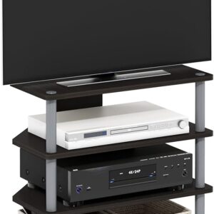 Tool-Free TV Stand with Open Shelving – Espresso / Black